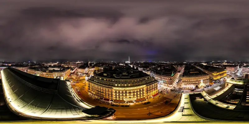 360-Grad-Panorama über dem Hotel Sacher Wien